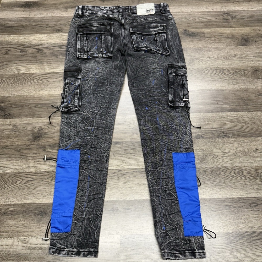 Denim I City Jeans Mens Size 34x30 Distressed Paint Splatter Cargo Jeans - Picture 5 of 13